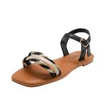 SANDALIAS PLANA CON AJUSTE C/NEGRO