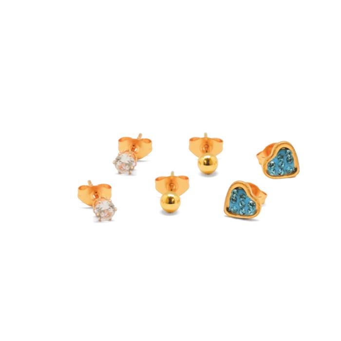 SET 3 PARES ARETES EN ACERO INOX.