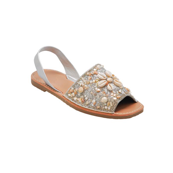 SANDALIAS FLOREADAS DE DAMA C/PLATEADO