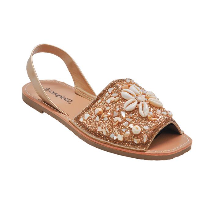 SANDALIAS FLOREADAS DE DAMA C/DORADO