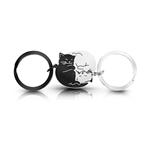 2 LLAVEROS EN 1 FORMA DE GATO C/NEGRO-PLATA